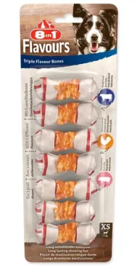 8in1 Triple Flavour kost XS / Žvýkací pamlsek pro psy / 7 ks / 980 g (A4-144472)