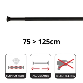 Spirella KRETA tyč na sprchový závěs 75-125 cm matně černá / bez vrtání / hliník