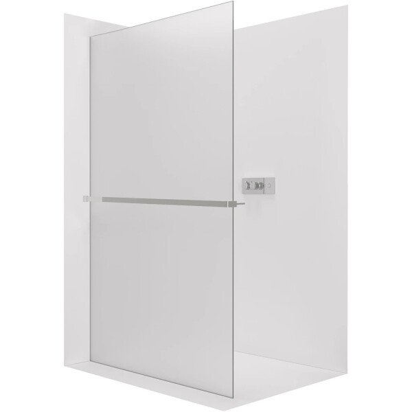 CERANO Sprchová zástěna Walk-in Crystal L/P - 8 mm + polička/držák na ručníky - bezvzpěrový systém - chrom, mléčné sklo - 90x200 cm