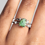Royal Fashion rhodiovaný prsten SKA-R002-SILVER-GREENAPATITE Velikost: 6 (EU: 51-53)