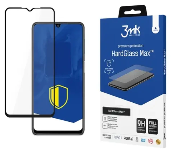 3mk HardGlass Max Black pro Samsung Galaxy M22 / Ochranné sklo / Celoplošné tvrzené
