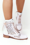 Prolamované Kožené Boty Nicole 2627 Bílé 36
