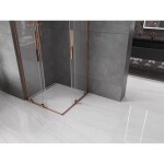 MEXEN/S - Velar L Duo sprchový kout, posuvné dveře 90 x 90, transparent, růžové zlato 871-090-090-02-03-60