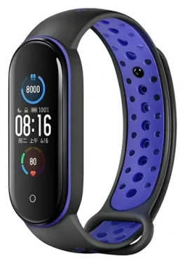 Beline Design černo-modrý / Řemínek pro Xiaomi Mi Band 5/6/7 / silikonový
