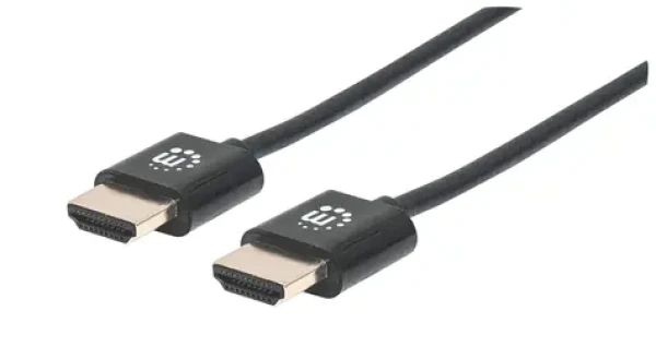 Manhattan Ultratenký HDMI kabel s ethernetem 1m černá / HDMI kabel / HDMI-HDMI / 4K 60Hz / Stíněný (394352)