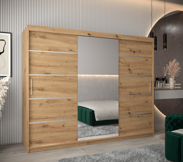 Šatní skříň Abi V2 Barva korpusu: Dub artisan, Rozměry: 250 cm, Dveře: Dub artisan