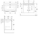 GEBERIT - Selnova Square Umyvadlová skříňka 64x79x48 cm, s umyvadlem, 2 dvířka, ořech hickory 501.258.00.1