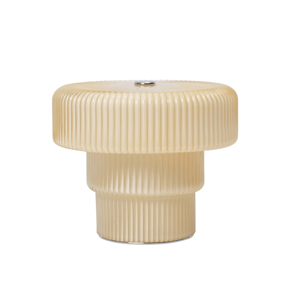 Ferm Living Skleněná stolní LED lampička Ripple Oat, krémová barva, sklo