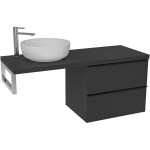 CERANO - Koupelnová skříňka Velora - černá matná, úchytka černá + deska pod umyvadlo Navira Pro - 36 mm + konzole chrom - 160x56,6x46,5 CER-667961