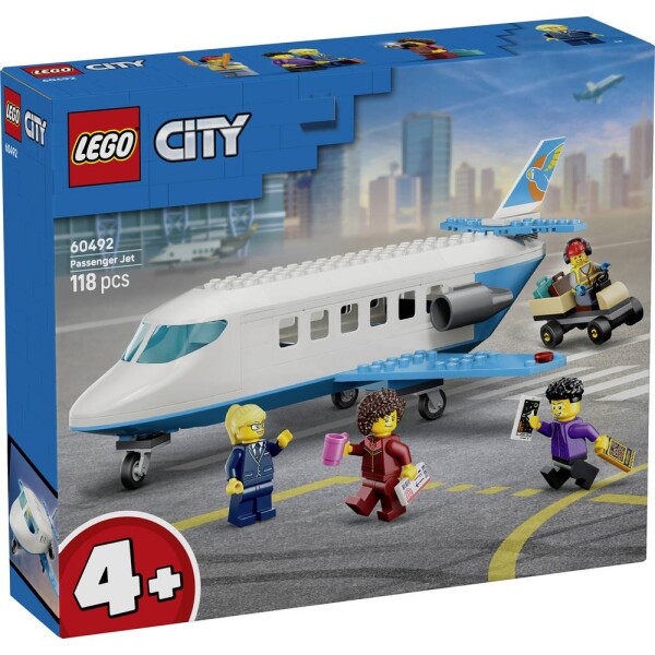 60492 LEGO® CITY Osobní jet; sada s odletováním, zavazadlovým vozem a 4 minifigurami