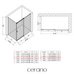 CERANO - Sprchový kout Santoro - pravá - 6 mm - chrom, mléčné sklo - 120x90 - posuvný CER-665833