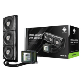 ASROCK Vodní chladič Steel Legend Dark 360 LCD, 3x120mm, LGA1851, AM5, černá EDF_1883116
