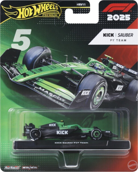 Hot Wheels Angličák Premium Formula 1 Kick Sauber - Gabriel Bortoletto #5 - Mattel Hot Wheels