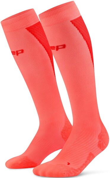 CEP dámské běžecké kompresní podkolenky ULTRALIGHT 4.0 - neon coral / red Velikost: III (32-38 cm obvod lýtka)