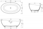 MEXEN - Parma volně stojící vana z litého mramoru 160 x 95 cm, černá mat 57231609570