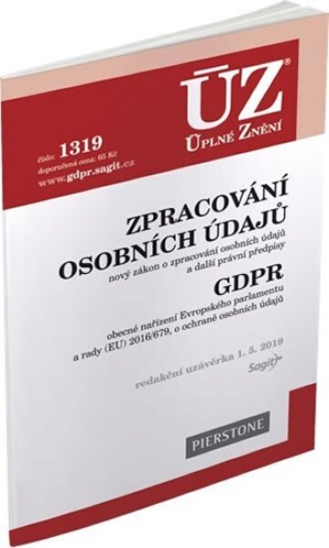 ÚZ 1319 Zpracování osobních údajů, GDPR