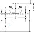 DURAVIT - Bathroom_Foster Umyvadlo na desku 495x350 mm, s přepadem, bez otvoru pro baterii, bílá 0335500000