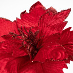 Květ POINSETTIA třpytivá 20 cm, červená