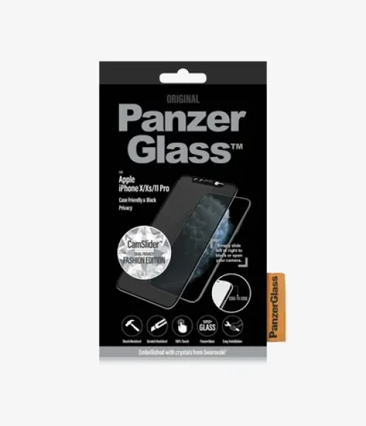 PanzerGlass Privacy Case Friendly CamSlider Swarovski Tvrzené sklo pro Apple iPhone 11 Pro XS X černá (5711724126802)