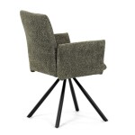 Židle jídelní, zelená látka, černý kov, otočný mechanismus 90°/90° (L/P) - funkce reset