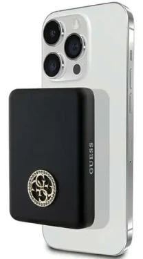 Guess MagSafe 4G Strassed Metal Logo černá / Powerbanka / 5000 mAh / 15W (GUPBM5AL4DMK)