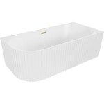 MEXEN/S - Gia volně stojící rohová vana reliéf pravá 150 x 75, bílá mat, sifon a přepad zlatá 52701507501P-50
