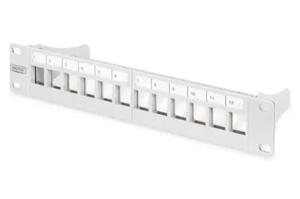 Digitus Patch panel 10" stíněný šedý / Patch panel / 12 portů / 1U / RAL 7035 (DN-91419)