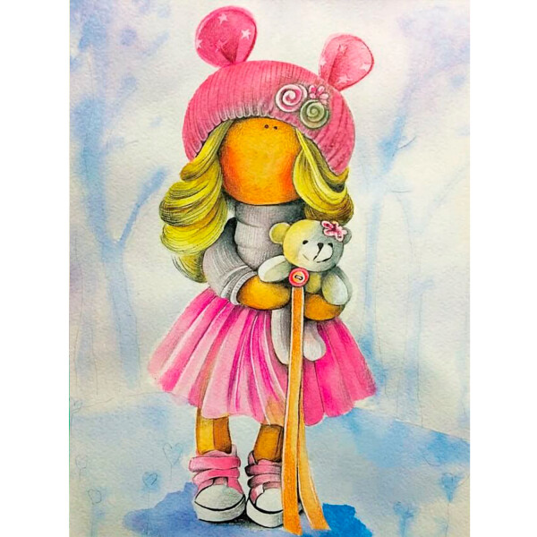 Antistresové omalovánky TSvetnoy TSvetnoy, LE045e, Diamond painting - diamantové malování, 30 x 40 cm, Panenka Olívie