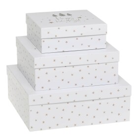 Chic Antique Dárková krabice Stars White – set 3 ks, bílá barva, papír