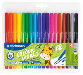 Centropen Popisovač COLOUR WORLD 7550 trojboký - sada 18 barev