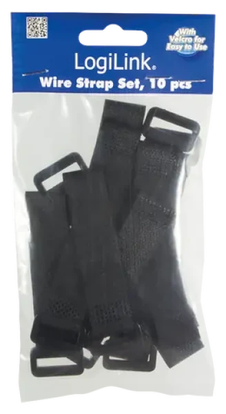 LogiLink Suchý zip na kabely černý, 10 ks / Organizátor kabelů / 150 x 20 mm / Nylon (KAB0056)