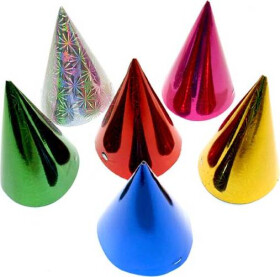 Klobouček karnevalový 6ks 16cm hologramový mix ME120