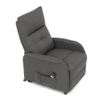 Křeslo polohovací, eletrické, šedá látka.