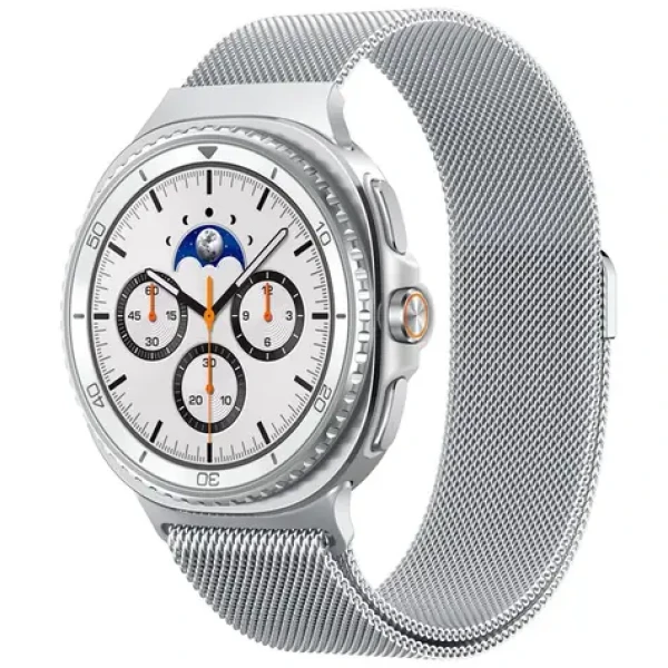 Spigen Metal Fit Řemínek milánský tah pro Samsung Galaxy Watch 8 46mm/44mm/40mm stříbrná (AMP10121)