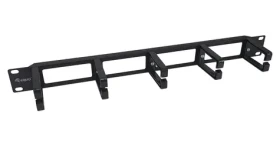 Equip 19" černá / Vyvazovací panel / 1U / 5x plastová úchytka / Plast, ocel (327315)