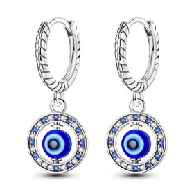 Stříbrné náušnice s motivem Evil Eye - stříbro 925/1000, Modrá