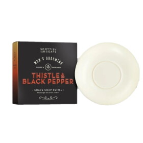 SCOTTISH FINE SOAPS Mýdlo na holení pro muže Thistle & Black Pepper 100 g, černá barva, papír
