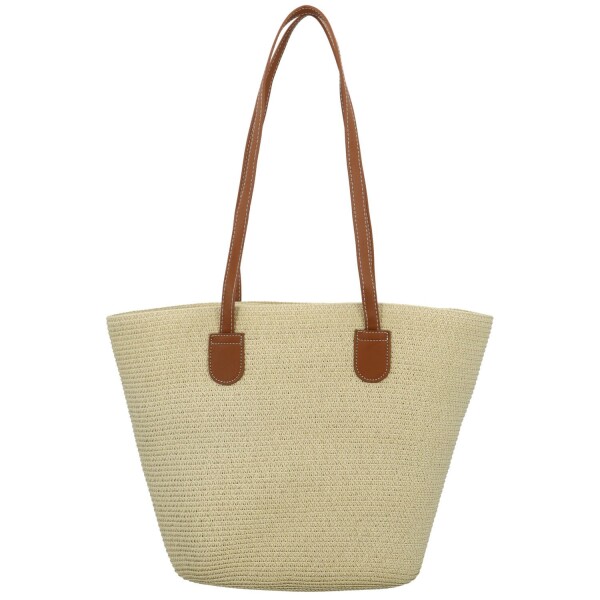 Módní dámská slaměná kabelka na rameno Sadie, krémová