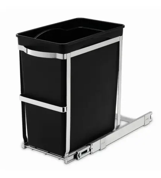 Simplehuman Vestavný odpadkový koš – 30 l/ výsuvný/ lesklá ocel/ plastový kbelík (CW1124)