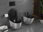 MEXEN - Lena Závěsná WC mísa včetně sedátka s slow-slim, duroplast, černá mat / stríbrný vzor 30224073