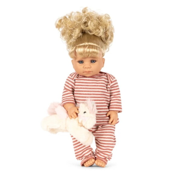 Konges Sløjd Panenka Noemi Unicorn – Rose Cream Stripe, červená barva, bílá barva, plast