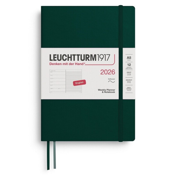 Weekly Planner & Notebook 2026 Medium (A5) Forest Green