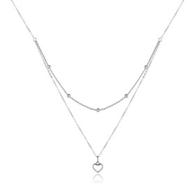 Dvojitý stříbrný náhrdelník Isabelle - stříbro 925/1000, srdce, Stříbrná 50 cm