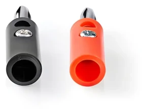 Nedis Banánkový konektor přímý černá/červená / Audio konektor / Zástrčka / Poniklovaný / Šroubovací / 4,5 mm / 4 ks (CAGB26900VA)