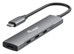 Equip / USB hub / 4× USB-C 3.2 Gen 1 / 5 Gbps / hliníkové tělo / černá, stříbrná (128963)