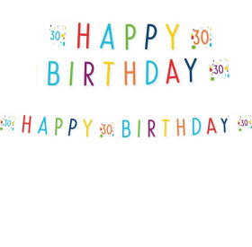 30. narozeniny nápis Happy Birthday s puntíky 180 cm x 14 cm Amscan 30. narozeniny nápis Happy Birthday s puntíky 180 cm x 14 cm Amscan