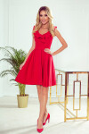Červené dámské šaty volánky ve výstřihu model 8457535 numoco