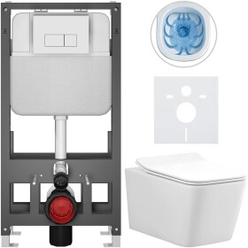 CERANO - Kompletní WC set Basic/Forte - bílá lesklá - WC tlačítko Modulo/Bílá - volně stojící - předstěnová instalace - 51x36 CER-8050BD86137