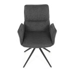 Židle jídelní, šedá látka, 360° vratný mechanismus, černý kov