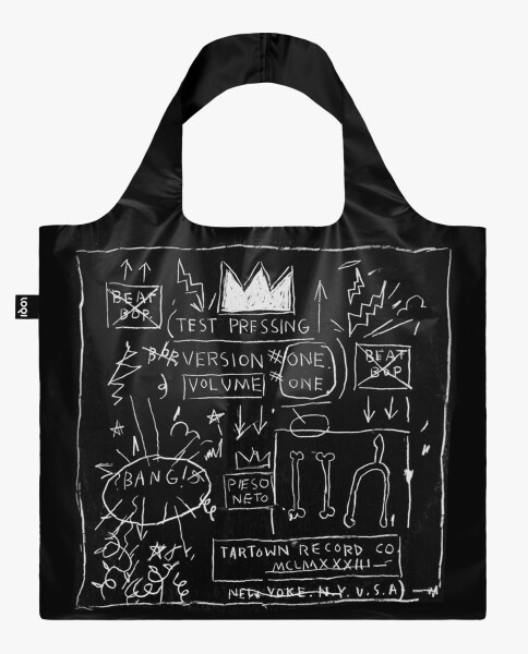 Skládací nákupní taška LOQI JEAN-MICHEL BASQUIAT Crown Black Metallic